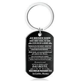 Annauiy Son Gifts from Mum Dad Keyring Gift for Him Inspirational Keyring Gift for Back to School Birthday Graduation Christmas Anniversary, Black son