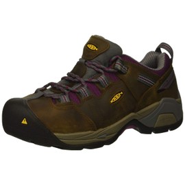KEEN Utility Women's Detroit XT Low Steel Toe Waterproof Work Shoe, Cascade Brown/Amaranth, 9.5 Medium US