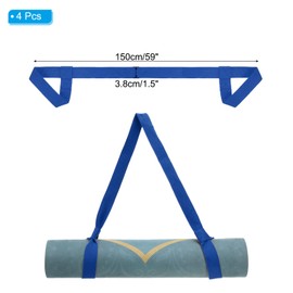 PATIKIL Yoga Mat Strap, 4 Pack Adjustable Yoga Mat Carrier Straps Sling Cotton Anti Slip Mat Holder Stretching Band for Exercise, Navy Blue