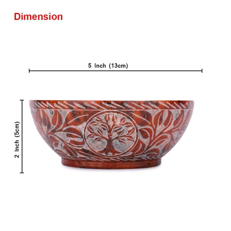 Ajuny Soapstone Smudge Bowl 5 Inch Tree of Life Scrying