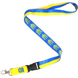 Ukraine Lanyard – Blue & Yellow ID Badge Holder with Tryzub Trident Emblem | Ukrainian National Pride for Work, Events, Travel & Gifting