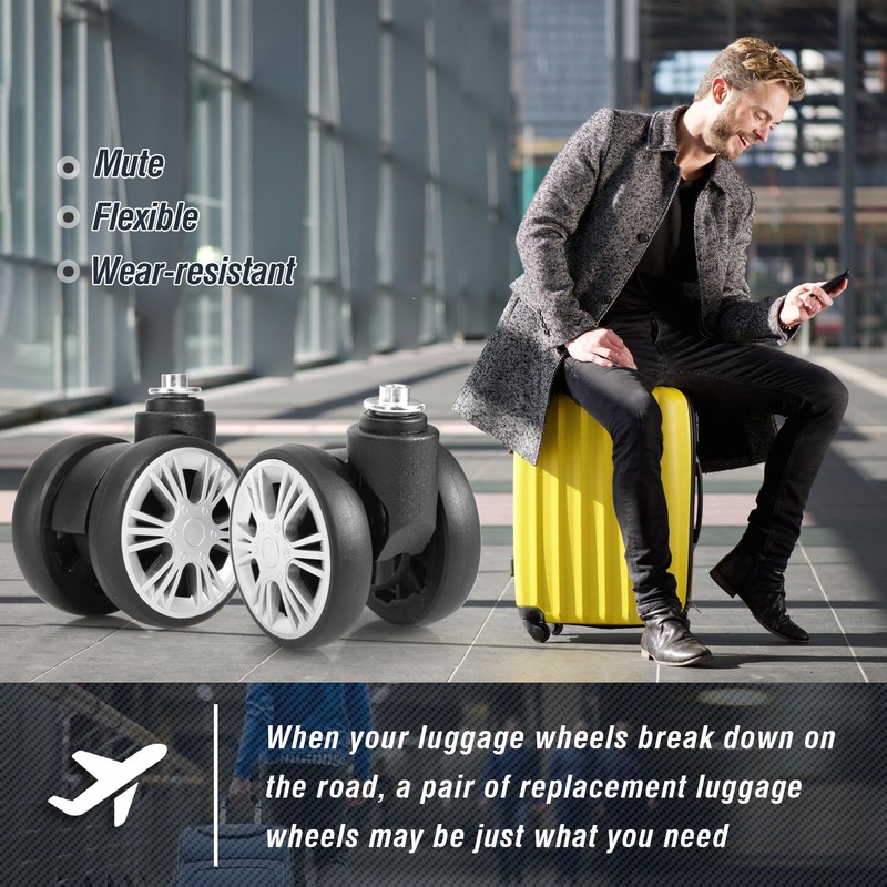 Zoofen Luggage Wheels Replacement 4 pcs Suitcase Replacement Wheels Wear-Resistant