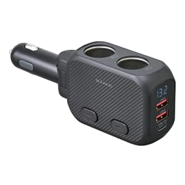 Seiwa F339 Car Goods Smartphone Charger, Multi-Port Direct Socket, Voltage Display, Prevents Shedding, DC Socket (ON/OFF Switch) x 2, USB Type-A x 2, Type-C (PD 20W Output) x 1, Car Accessories