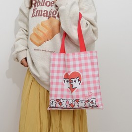 International 2024 New Plaid Cartoon Cute Large Capacity Canvas Eco Shoulder Bag - Shopping76 Free Size/Yellow 10ea
