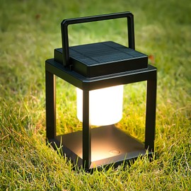 BRIMMEL Outdoor Table Lamp, LED Solar Outdoor Lantern, Portable Rechargeable Solar Lamp Waterproof, Touch Control Outdoor Lamps Cordless Lights Decorative for Patio Family Camp/ Reading/ Camping