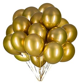 Vsosfiza 12 Inch Metallic Balloons Golden, Golden Chrome Helium Balloons for Party Decoration (Diameter 30 cm/50 Pieces)
