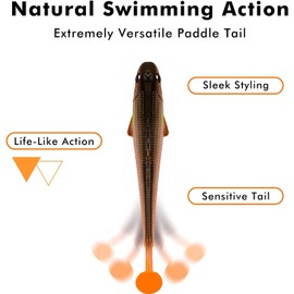 TRUSCEND TRUSCEND Fishing Lures for Bass Trout Jighead Lures Paddle Tail Swimbaits Soft Fishing Baits Freshwater Saltwater Jigging Bass Gear Fishing Gifts for Men