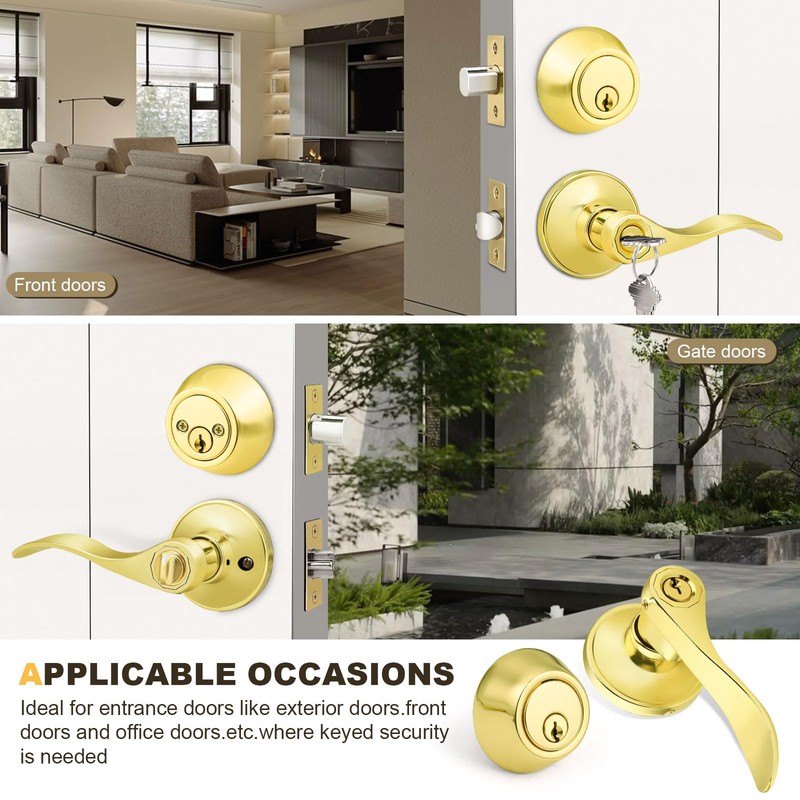 Brotima 3 Pack Exterior Door Lock Set, Double Cylinder Deadbolt