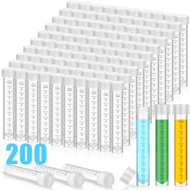 Kanayu 200 Pcs 10ml Plastic Test Tubes with Lids Vial Seal Cap Container Small Storage Tubes with Cap Clear Test Lab Tubes with Silicone Sealing Ring for Science Experiments Sample Water Liquid