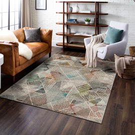 Mohawk Home Cantu Light Grey 3' 3" x 5' Modern Geometric Area Rug Perfect for Living Room, Dining Room, Office