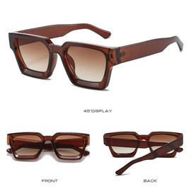 WDZAYXC Vintage Rectangular Sunglasses for Women Men Chunky Rectangle Sunglasses Retro Glasses UV400 Protection, Tea