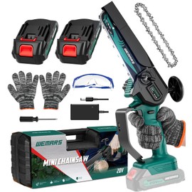 WEMARS Mini Chainsaw Cordless, 6-Inch Portable Electric Chainsaw with Security Lock-Handheld Small Power Chain Saws with 2 Battery Powered For Wood/Trees Cutting/Courtyard Garden, 2025 UPGRADE