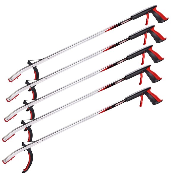 Helping Hand Company 5 Pack Litter Picker PRO 33"/85cm. Heavy Duty Litter Picker for Adults with a Secure and Comfortable Grip. Bulk Rubbish Grabbers for Community and Environmental Groups, Volunteers
