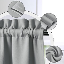 LinTimes Blackout Short Curtains for Bathroom Set 2 Panels Rod Pocket Cafe Tier Curtains Light Blocking Blackout Room Darkening Curtains for Small Windows Kitchen 26x45 Inch Length Light Grey Wine