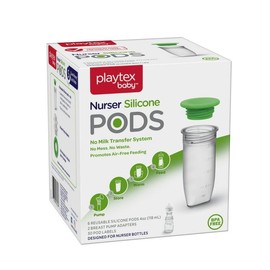 Playtex Baby Nurser Reusable Silicone PODS, Breastmilk Storage & Air-Free Feeding, 4 Oz, 6 Count