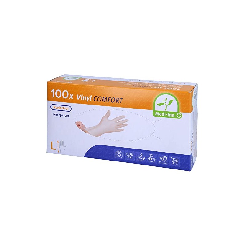 Disposable Vinyl Gloves Powder-Free L Pack of 100