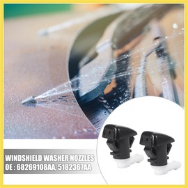 PARSKILO 2pcs Windshield Washer Nozzle for Dodge Durango 2011-2021 2.5 Meters Hose with Gasket Connectors Kit Replaces 68269108AA 5182367AA Benefit