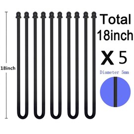 5Pcs 18in Silicone Cable Tie, Cord Organizer for Bundling Earphone, Computer Cords, Reusable Straps for Home, Office, Kitchen, Dia 5mm