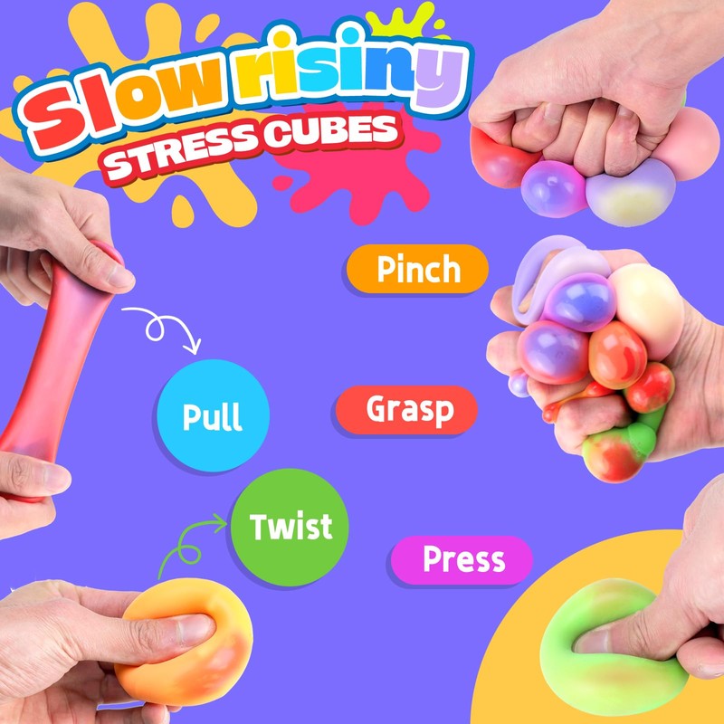 12PCS Color-Changing Stress Cube - Soft, Squeezeable Stress Relief Balls