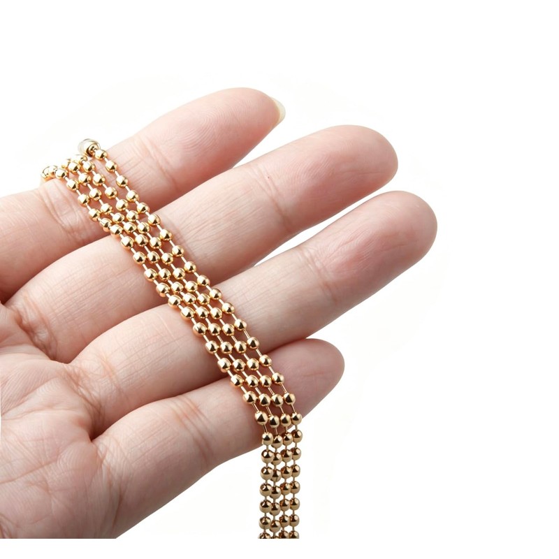 200pcs Connector Clasp Ball Chains Keychain Tag 2.4mm Bead 100mm/3.9”