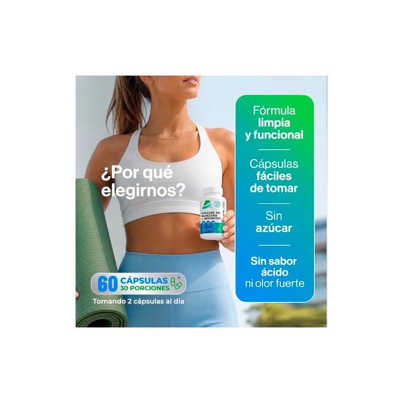 AMARTE LABS Citrato de Magnesio Vinagre de Manzana 60 Cápsulas
