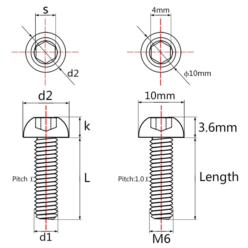 Wanyifa Titanium M6 12 16 20 25 30 Button Head