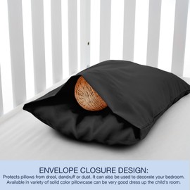 EXQ Home Toddler Pillowcases 13x18 Travel Pillow Case Set of 2, Small Pillow Case for Baby Pillow Sized 12x16, 13x18, Kids Pillowcases 2 Pack Machine Washable (Black)