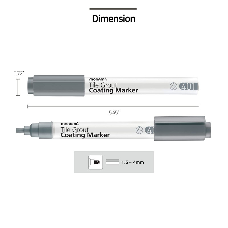 MONAMI Tile Grout Coating Marker 401, Chisel Tip (1.5~4mm), Repair