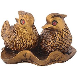Ripe India Feng Shui Mandarin Ducks (The Symbol of Love and Marriage) Brown Resin Figurine 27707 Brass Color Showpiece