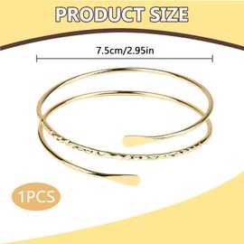 Hopton Gold Arm Cuff Bracelet, Boho Upper Arm Cuff Gold for Women, Adjustable Open Gold Bracelet,Minimalist Style Punk Bangle