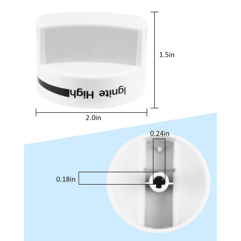 4Pack Fit for Whirlpool Gas Stove Knobs Replace #WPW10339443 AP6019878