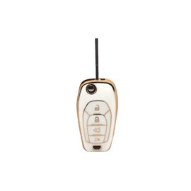 HEYEZQTY Flip 4 Button TPU Key Fob Cover Shell for Chevy Spark 2019 2020 2021 Trax Sonic Trailblazer Spark Ls 2021 Cruze 2016 2017 2018 2019 Cruze LS 2017 (flip 4 Button White)