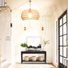 Eqquorva Plug in Pendant Light,Rattan Hanging Lights with Plug in