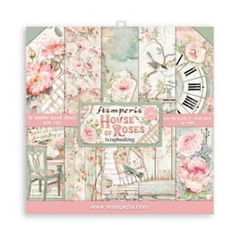 Stamperia SBBS08 Blocco di Carta 10 Fogli 20,3 x 20,3 (8" x 8") Double Face House of Roses, Multicolore