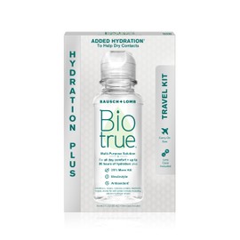 Biotrue Contact Lens Solution, Multi-Purpose Solution for Soft Contact Lenses, Lens Case Included, 2 FL OZ Travel Size (Pack of 3)