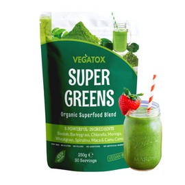 Organic Super Greens Powder 50 Servings | Boost Energy, Digestion & Immunity | Green Powder Superfood | Vegan, 100% Natural & Alkaline | No Gluten, No Artificial Ingredients