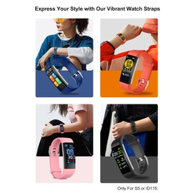 ENGERWALL Watch Band ONLY for Fitness Tracker S5, Replacement Bands Fit for Runmefit S5 Fitness Tracker Smart Watch (Blue + Black)