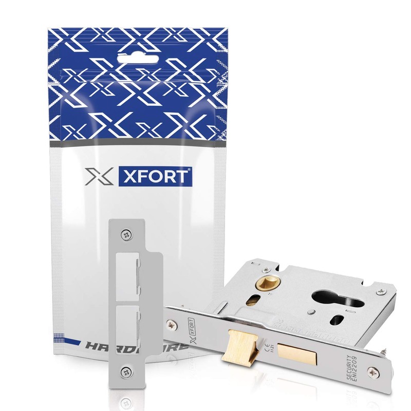 XFORT® Satin Chrome Euro Profile Sashlock 75mm, Euro Sash Lock