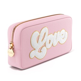 LOVE Valentine Makeup Bag Travel Cosmetics Pouch and Toiletry Bag, Nylon Zipper Pouch Purse, Cute Make Up Organizer Storage Tote for Women Girls, Travel Skincare Case, Small Makeup Bags, Flamingo