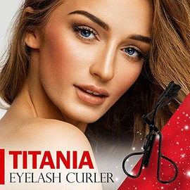 Titania - Rizador de pestañas en níquel negro  Esencial cosmético duradero que se adapta a todas las formas de ojos  Accesorios de maquillaje fáciles 