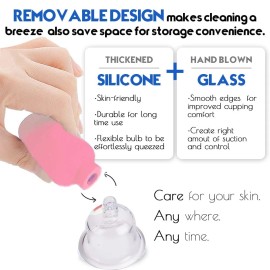 Vinban 4 PCS Glass Facial Cupping Set | Silicone Vacuum Suction | Cupping Massage Th...