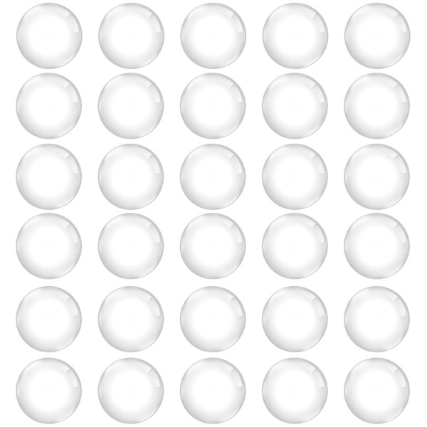30PCS Clear Glass Cabochons 1 Inch Dome Tile Clear Glass Pebbles Non-Calibrated Round Gems for Crafts, Cameo Pendants, Photo Jewelry, Rings, Necklaces