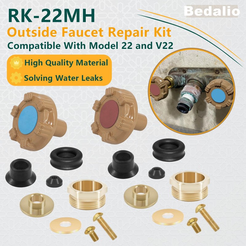 Bedalio RK-22MH Outside Faucet Repair Kit Metal Handle Compatible with