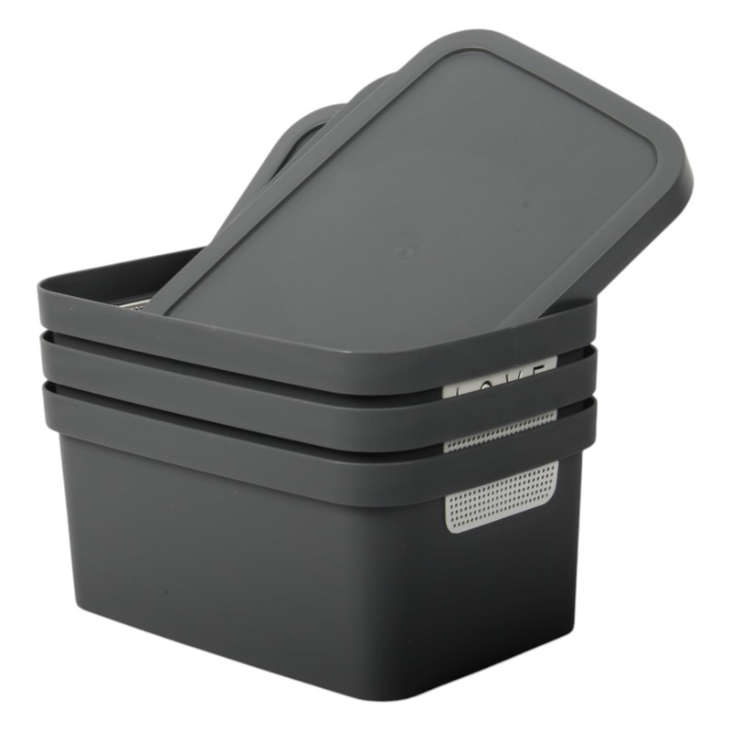 Jolie Max Plastic Storage Boxes with Lid, 3 Set of
