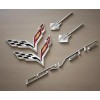 GM 5PC Chrome Front Rear Stingray Cross Flags Emblem Kit