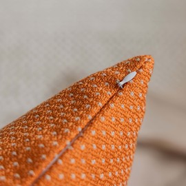 Home Brilliant Winter Orange Cushion Cover 60x60 Soft Linen Cushion Covers, Large Cushions for Sofa Bed Couch, Decorative Cushion Protectors 60cm, Pack of 2, Cream Orange