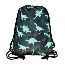 HECKBO kids dinosaur dino gym drawstring bag - 40x32cm - 12.6" x 15.8" - Lightweight string bag - kindergarten daycare crèche school football - children kids girl boy backpack, sports bag fabric bag