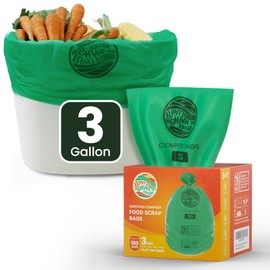 Compost Bags 3 Gallon,100 Count,Compost Food Scrap Waste Bags Fits Countertop Bin,Small Kitchen Food Scrap Waste Bags,Compost bin bags,Certified by BPI,ASTM D6400 and OK compost HOME certified
