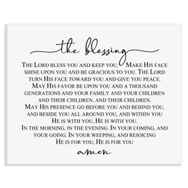The Blessing, Song Lyrics, Christian Wall Decor, May His Favor Be Upon You, Scripture Signs, The Lord Bless You And Keep You, Christian Home Decor, Without Frame- 8x10"