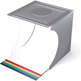 Bower Mini Photo Studio Light Box - 9" Portable Folding Product Photography Shooting Tent Kit with 2 Bright LED Strips, 6 Double Sided Color Backgrounds